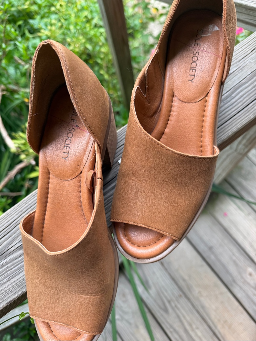 Sole Society Brown Open-Toe D’Orsay Block Heel Sandals - Picture 2 of 8